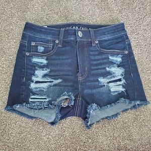 High-Waisted Dark Wash AE Jean Shorts